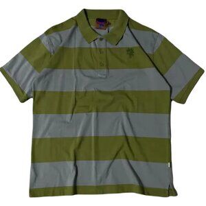 HEAVEN by MARC JACOBS Olive Green Blue-Grey Bold Striped POLO Shirt S Small NEW!
